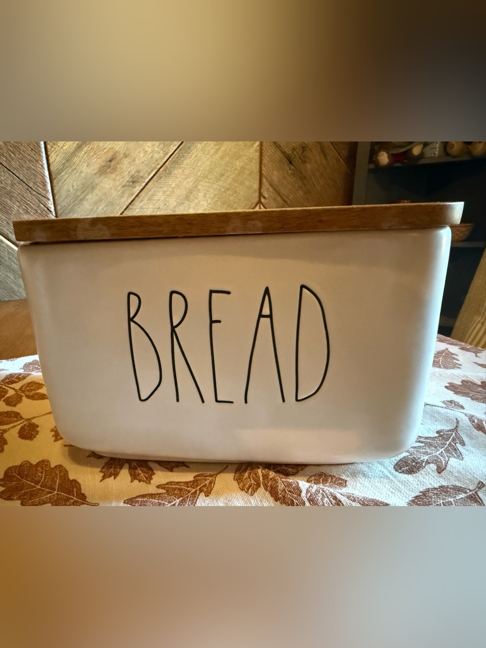 Rae Dunn Artisan Collection Ceramic Bread Box with Wood Lid Artisan Ceramic